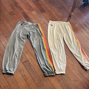 Aviator Nation 2 Small sweatpants Gray and Cream.